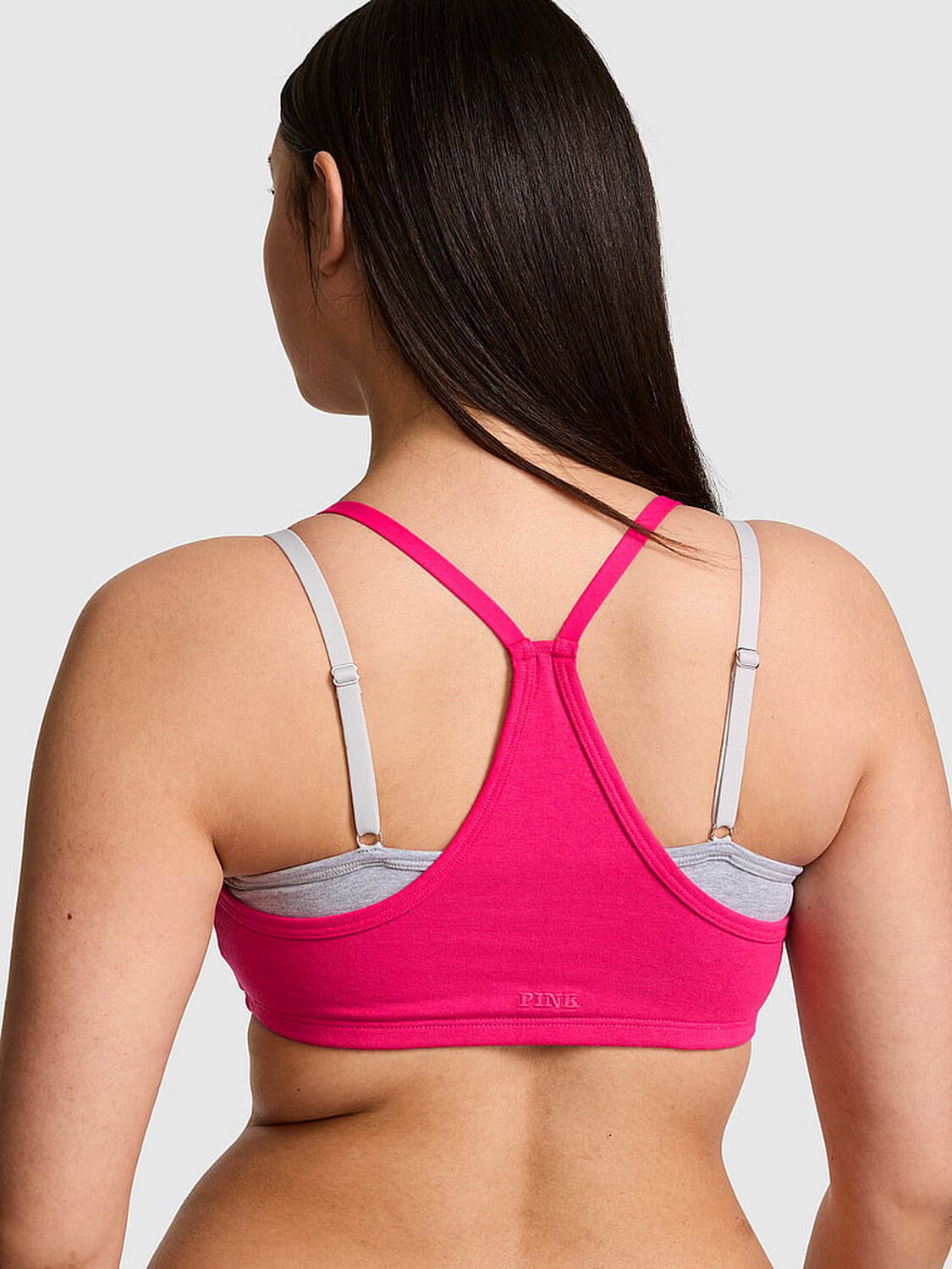 vs Pink All-Day Cotton&trade; Double Up Henley Bra Hot Stuff 2 of 4 