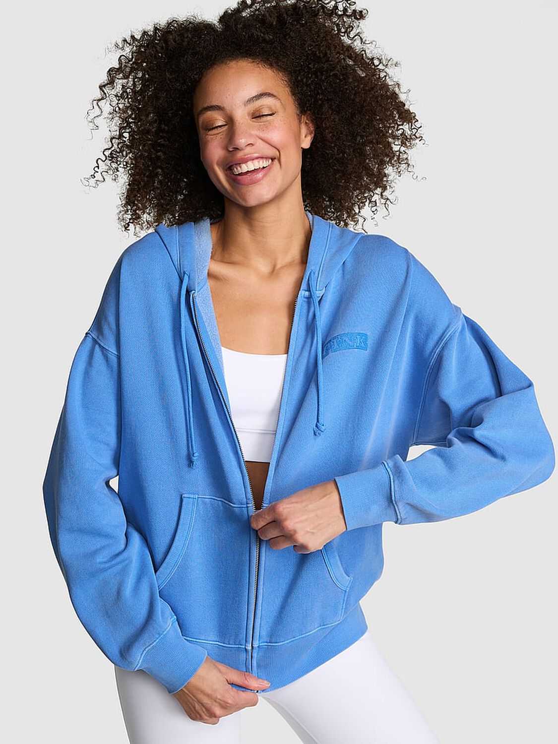 vs Pink Ivy Fleece Campus Full-Zip Hoodie Dream On 1 of 3 