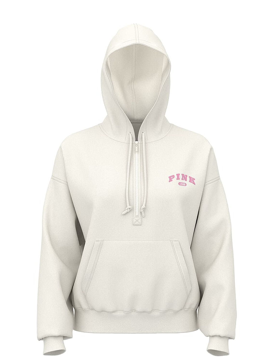 vs Pink Ivy Fleece Campus Half-Zip Hoodie Winter White 3 of 3 