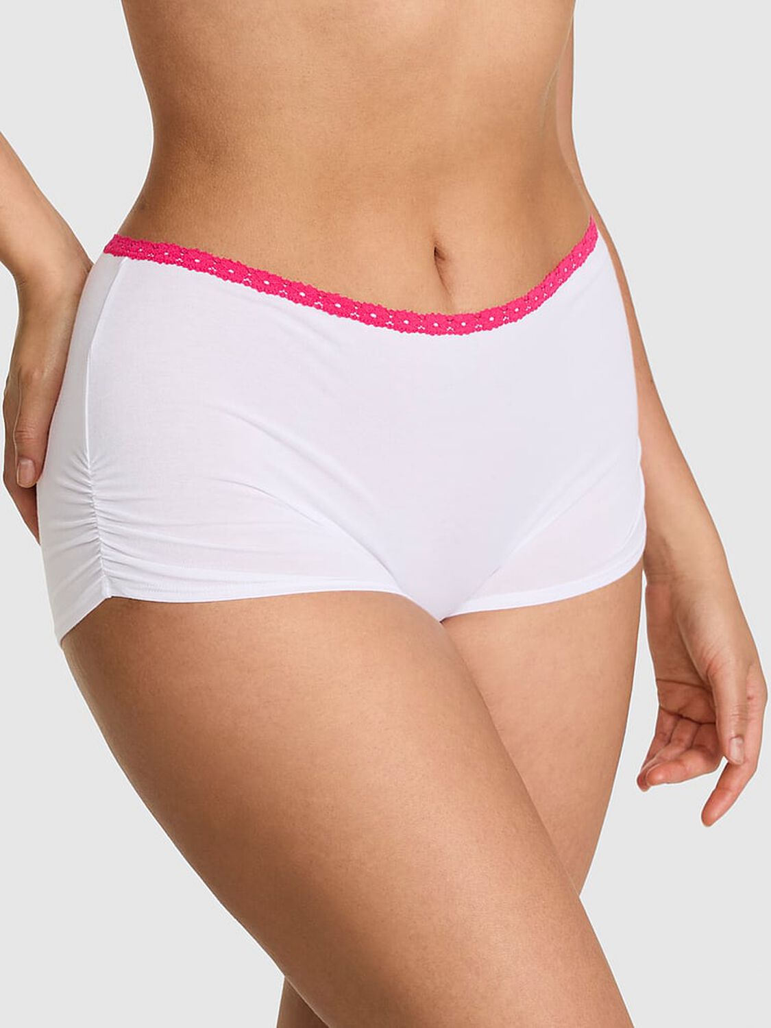 vs Pink Cotton Dorm Boyshort Panty White "Sweeter Without You" 1 of 3 