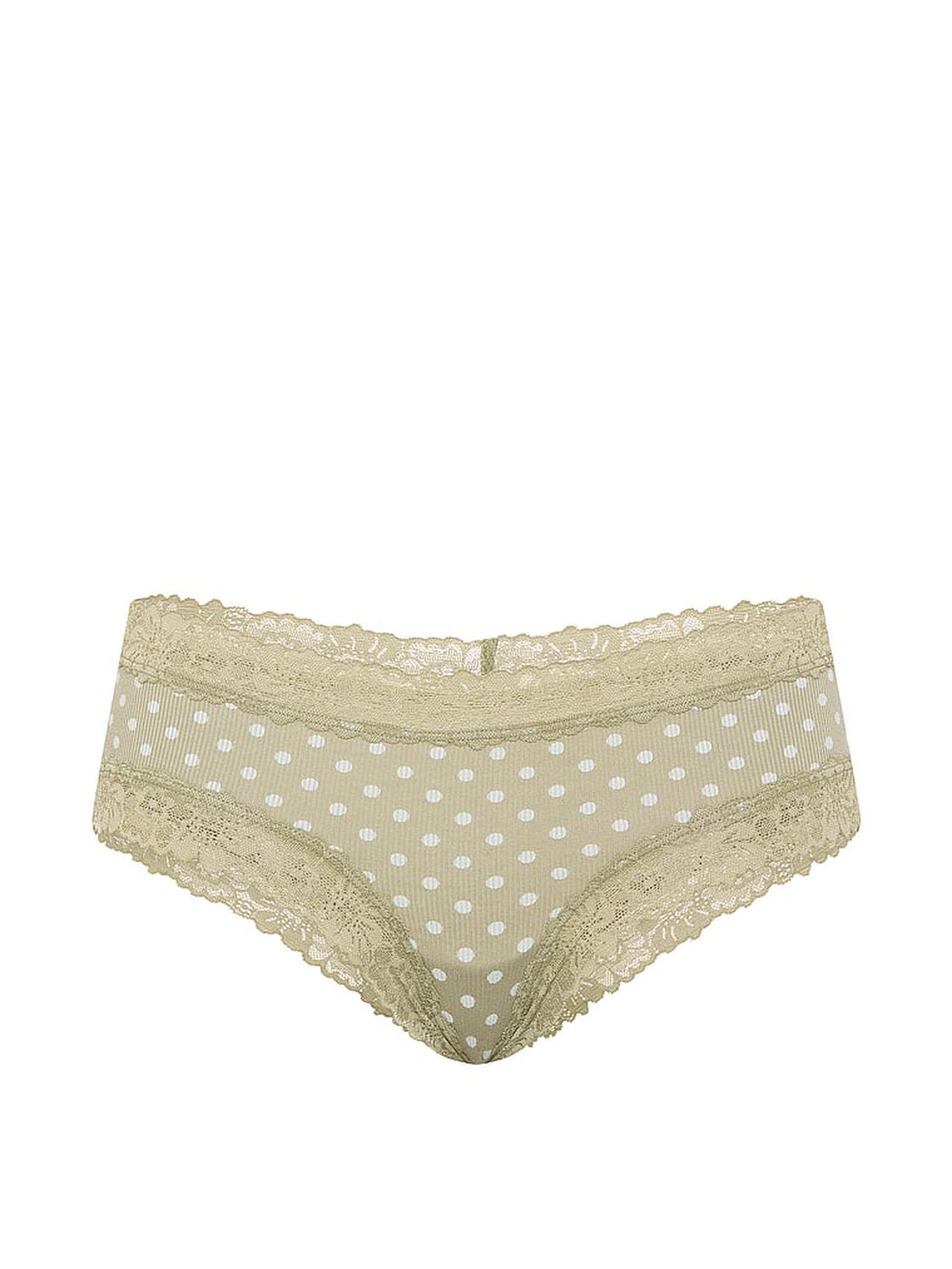 vs Pink Cotton Lace Trim Cheeky Panty Slate Green Dot 3 of 3 