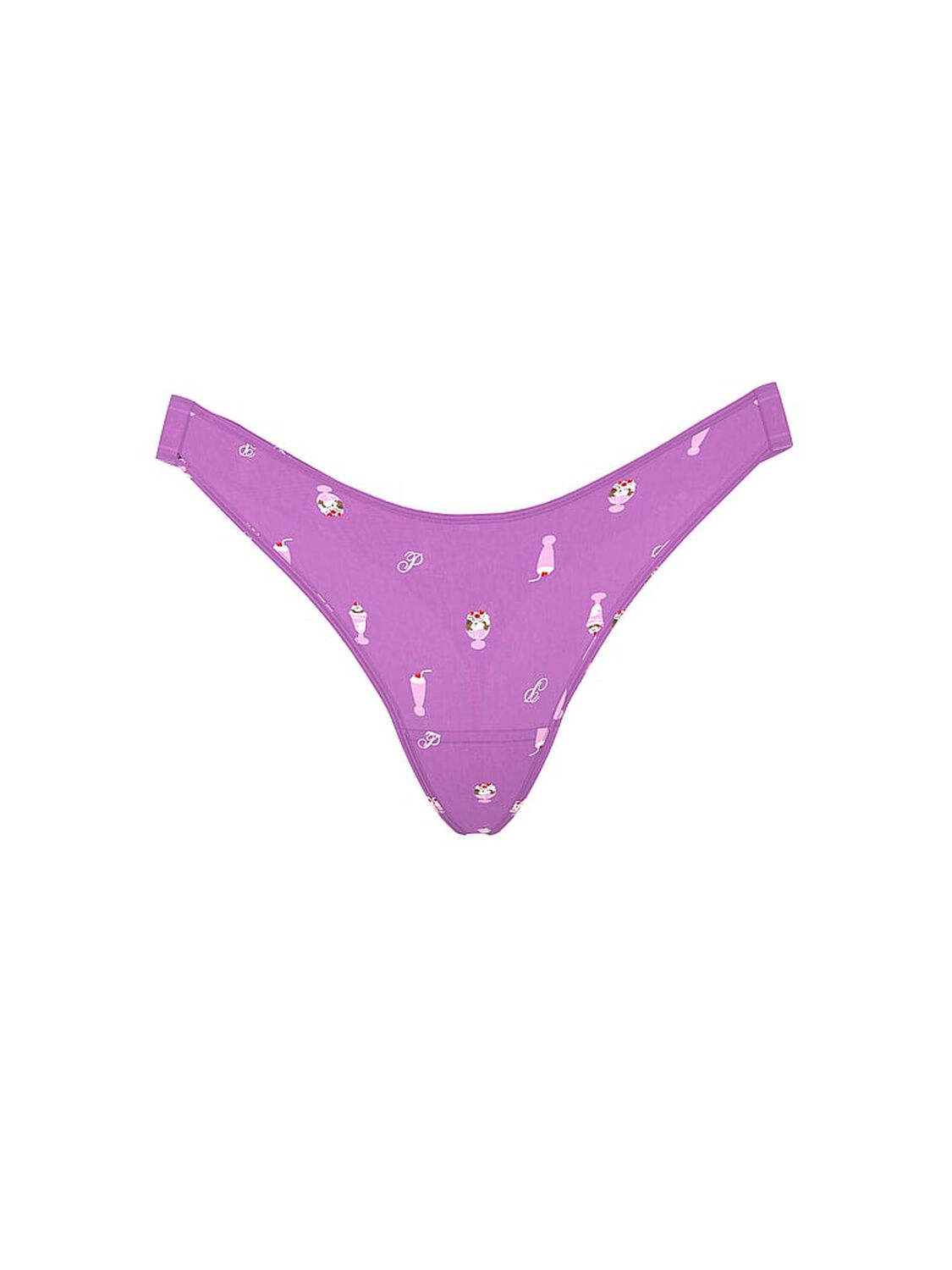 vs Pink Logo Cotton Shine High-Leg Thong Panty Grape Taffy Ice Cream Print 3 of 3 
