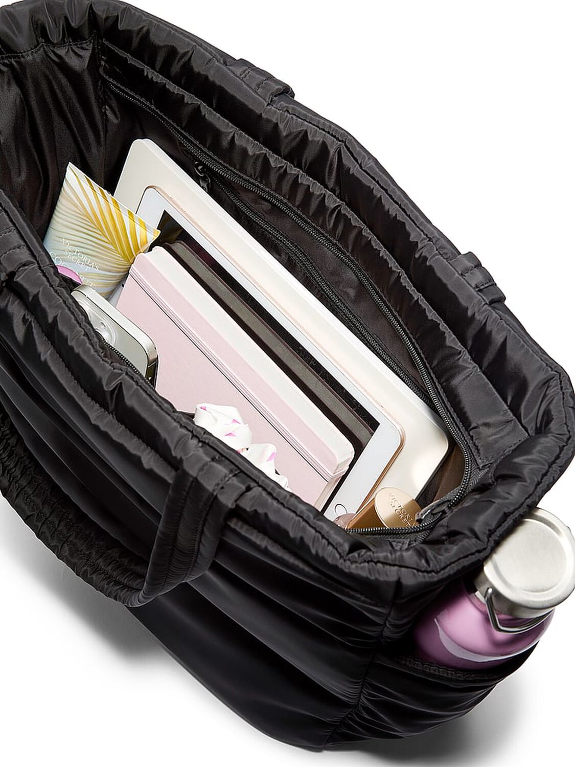 vs Pink Quilted Puffer Tote Bag Black Quilted Puffer 3 of 4 