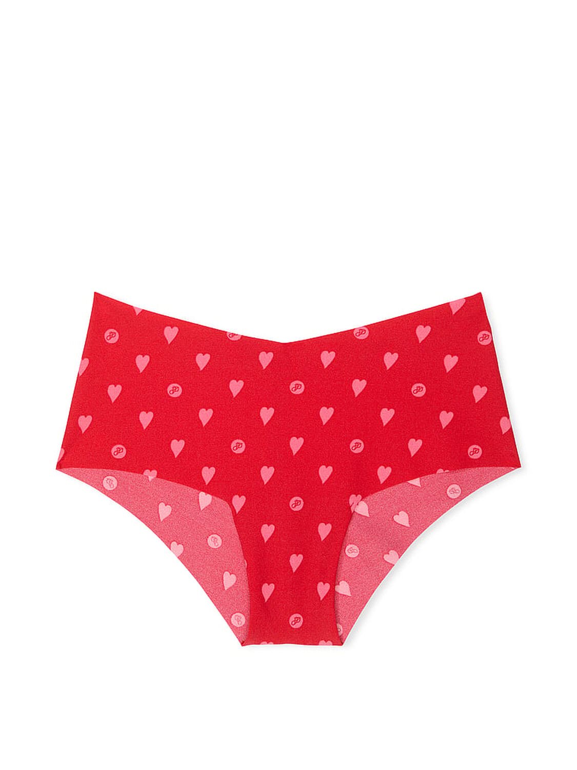 vs Pink No-Show Cheeky Panty Bright Vermillion Heart Dot Print 3 of 3 