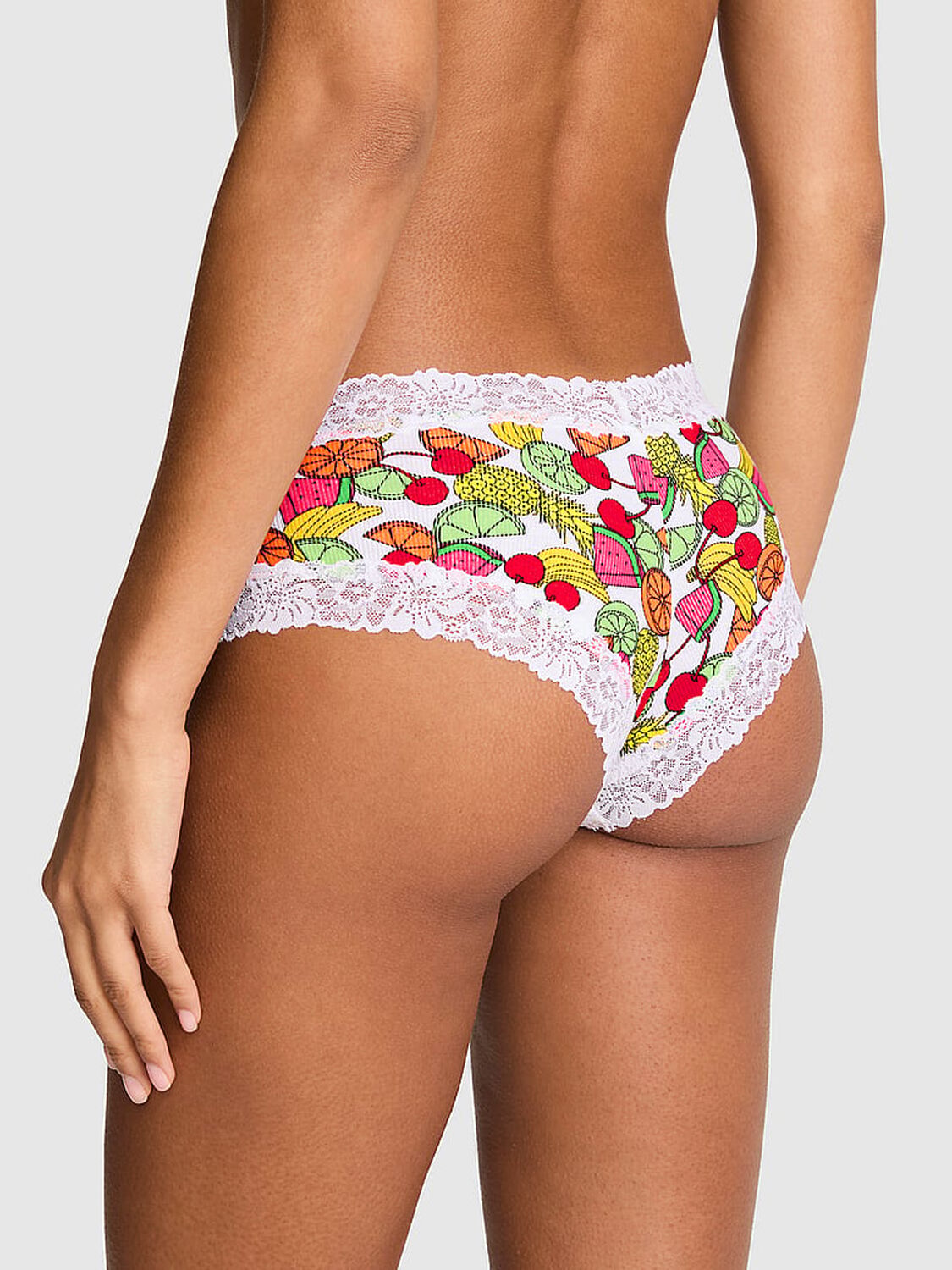 vs Pink PINK Wink&trade; Lace-Trim Cheeky Panty White Fruit Print 2 of 2 