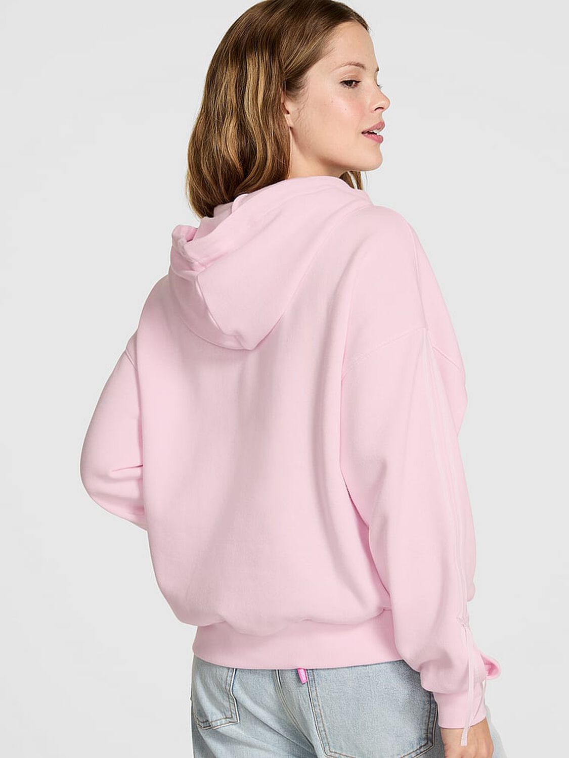 vs Pink Ivy Fleece Campus Half-Zip Hoodie Pink Tulip Pretty In Pink Bows 2 of 3 