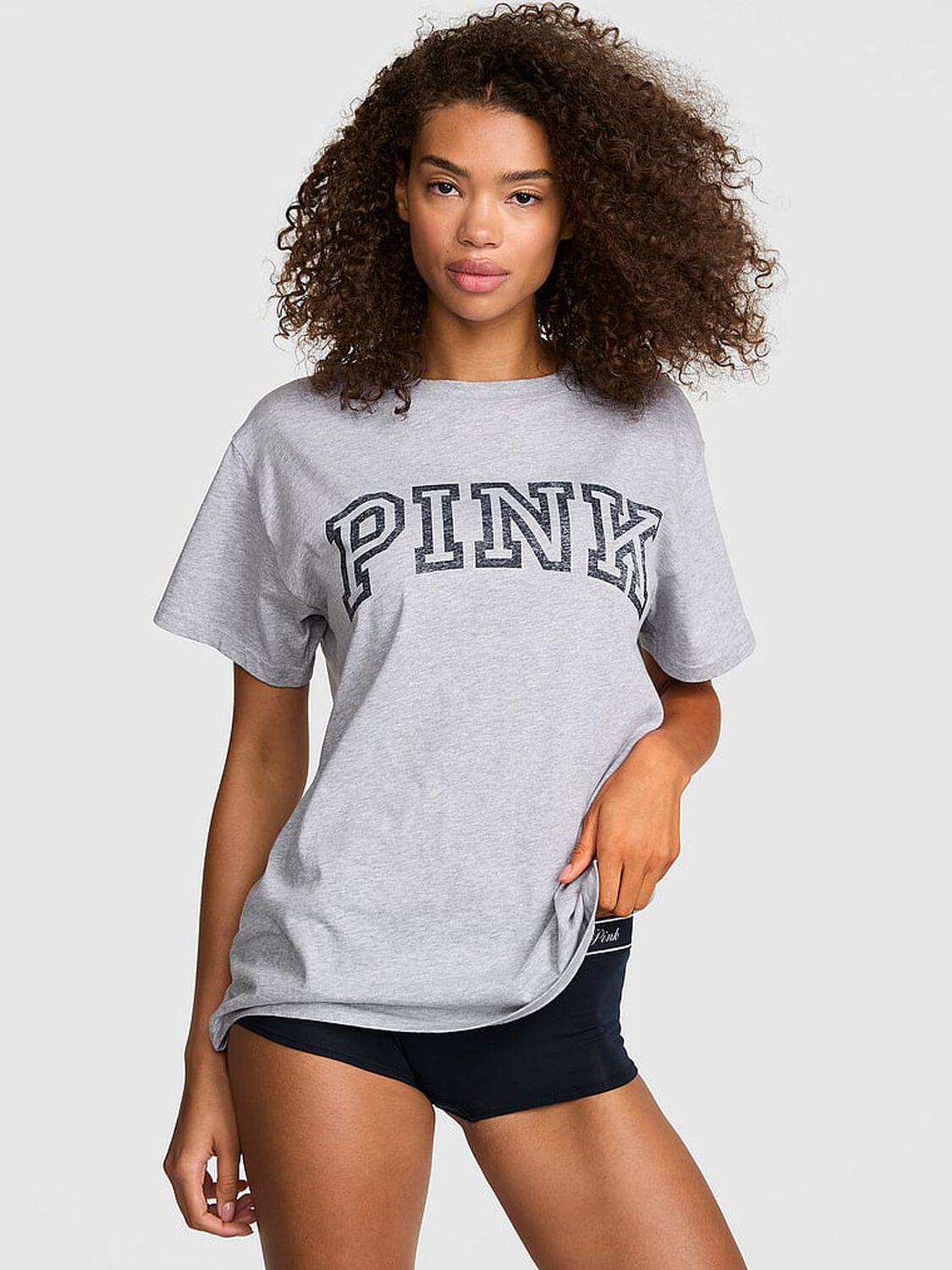 vs Pink Campus Cotton&trade; Tee Heather Grey 1 of 3 