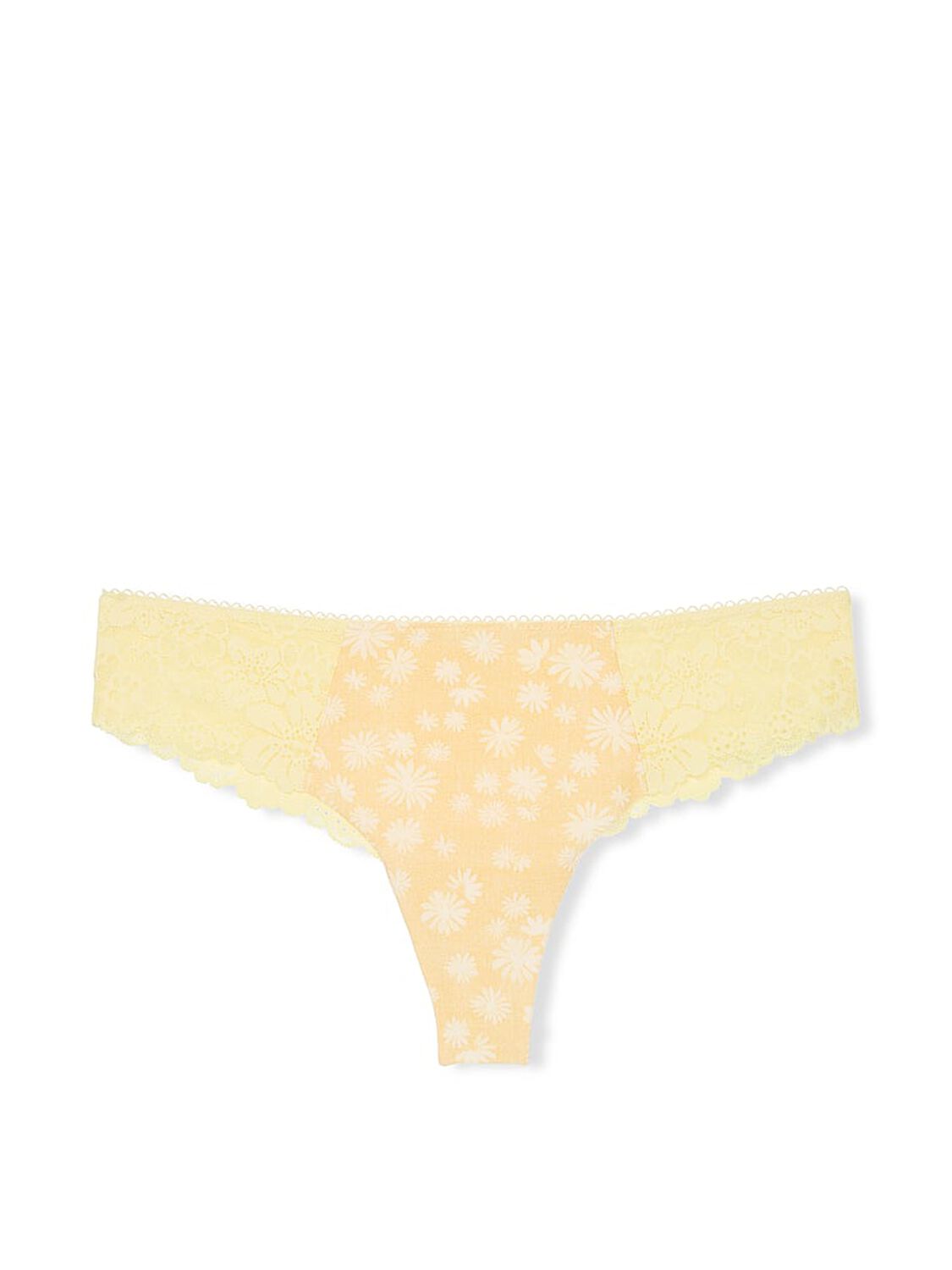 vs Pink No-Show Thong Panty Mellow Yellow Floral Print 3 of 3 
