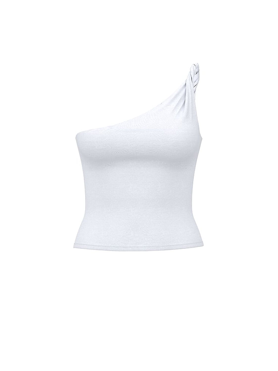 vs Pink Base Stretch Twisted One-Shoulder Tank Top Vs White 3 of 3 