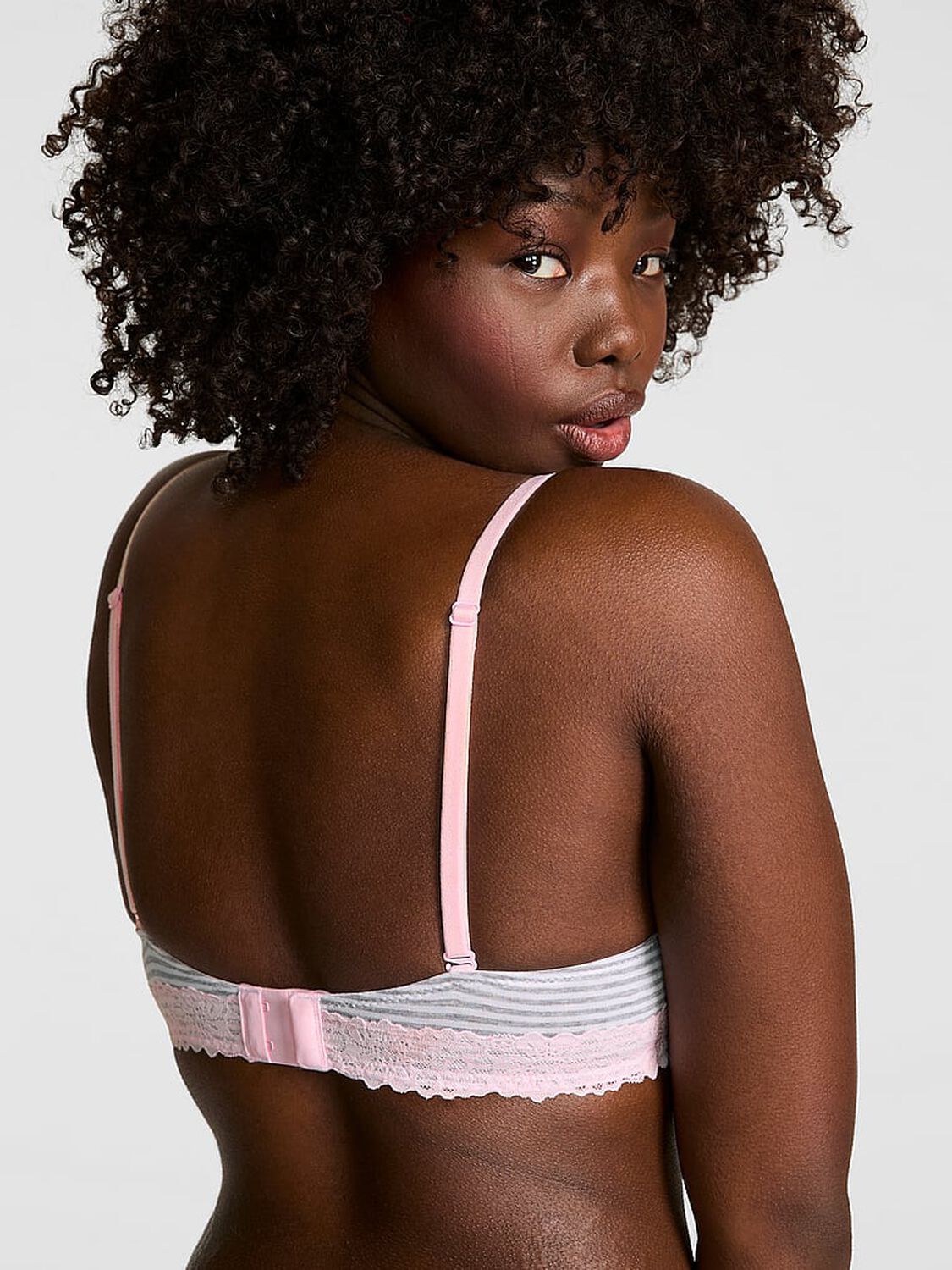 vs Pink Wear Everywhere Wear Everywhere Lightly Lined Full Coverage T-Shirt Bra Medium Heather Grey Stripe 2 of 3 