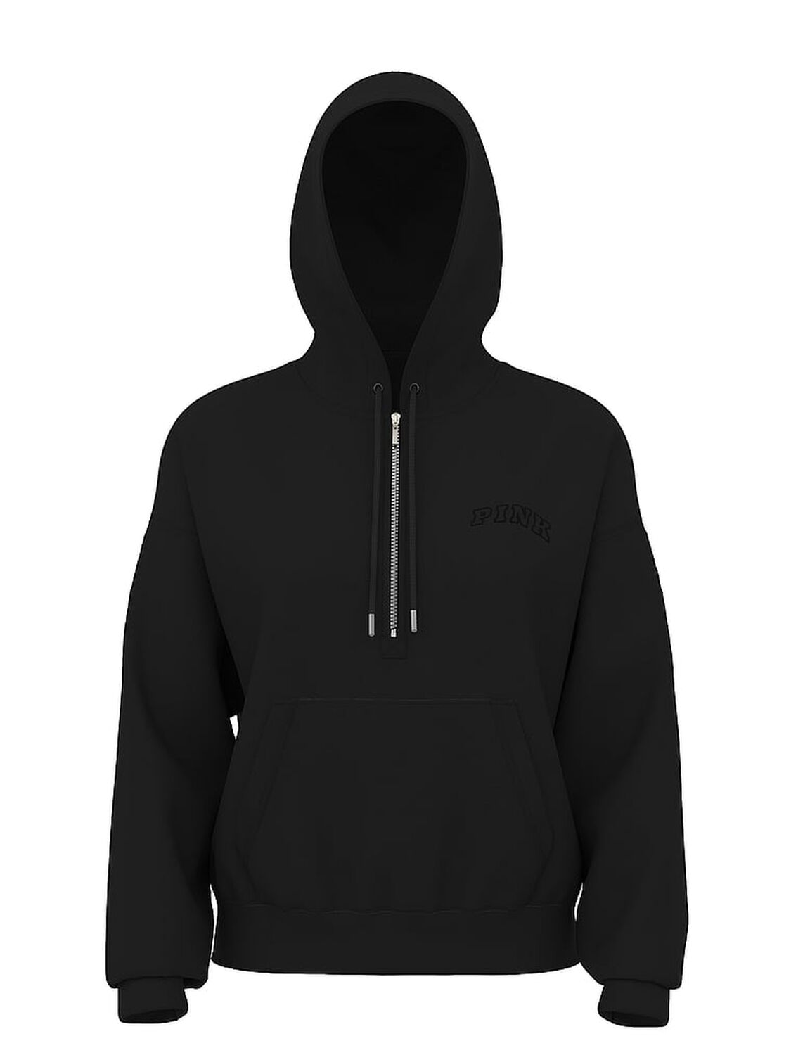 vs Pink Ivy Fleece Campus Half-Zip Hoodie Pure Black Holiday 1 of 2 