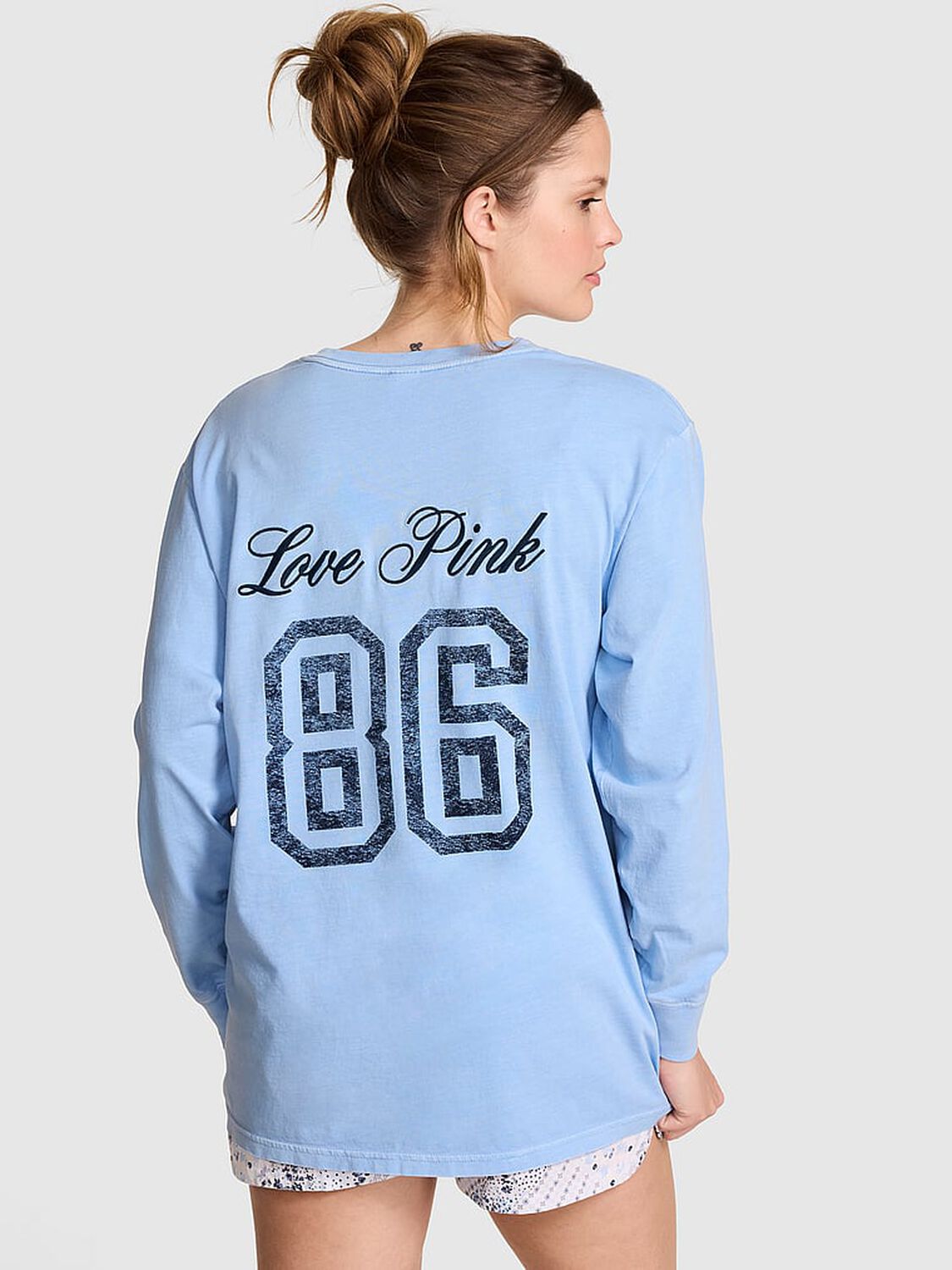 vs Pink Campus Cotton&trade; Long-Sleeve Tee Blue Dancer 2 of 3 