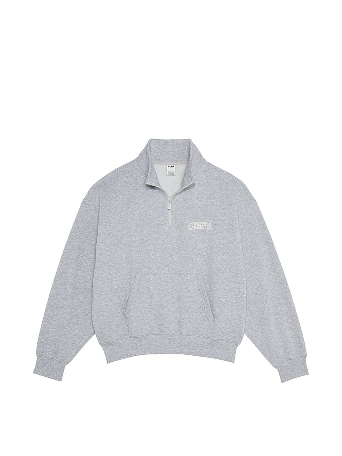 vs Pink Ivy Fleece Quarter-Zip Sweatshirt Medium Heather Grey 2 of 3 