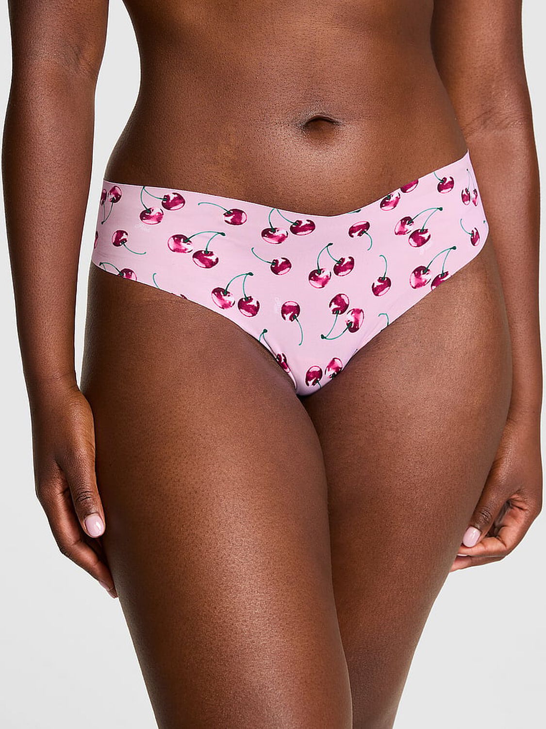 vs Pink No-Show Thong Panty Hushed Lilac Cherry 1 of 3 