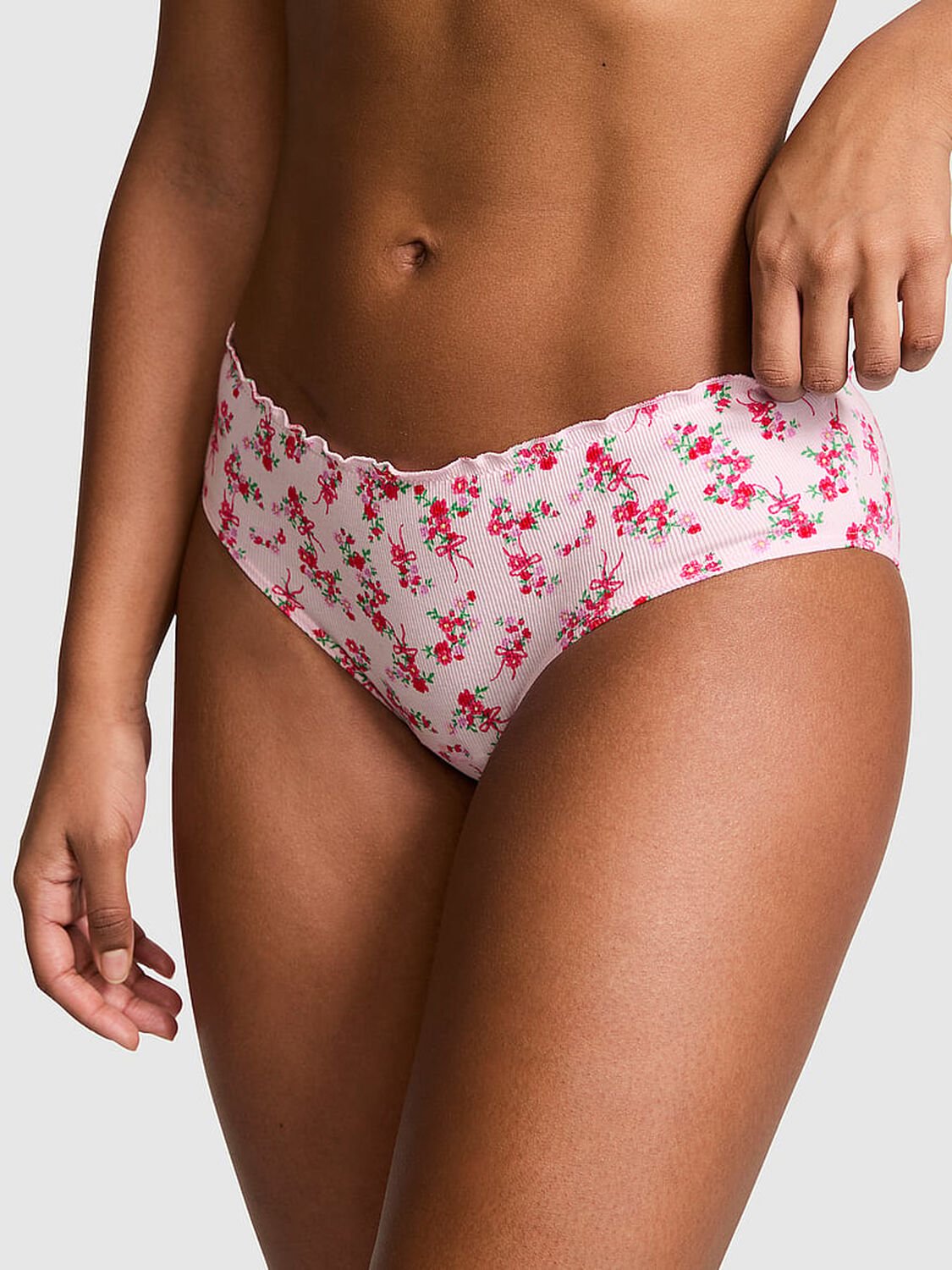 vs Pink Cotton Cheeky Panty Pink Tulip Floral Bow 1 of 3 