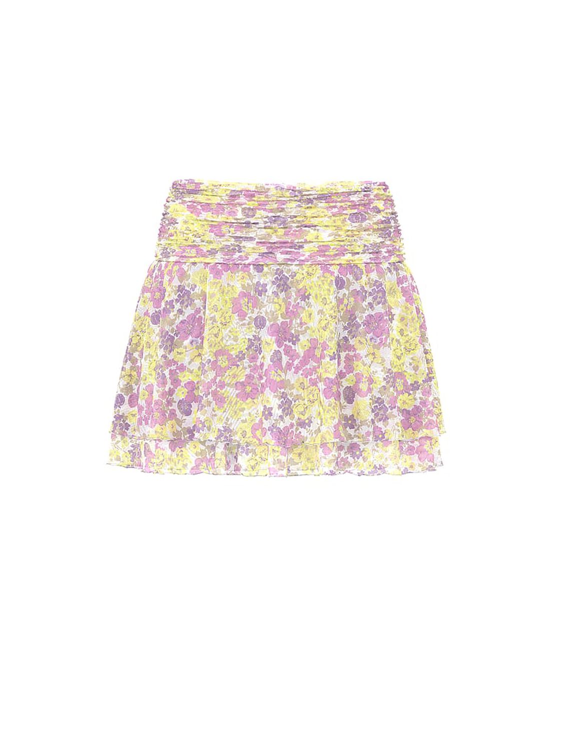 vs Pink Swim Ruffle Flirty Mini Skort Layered Floral 3 of 4 