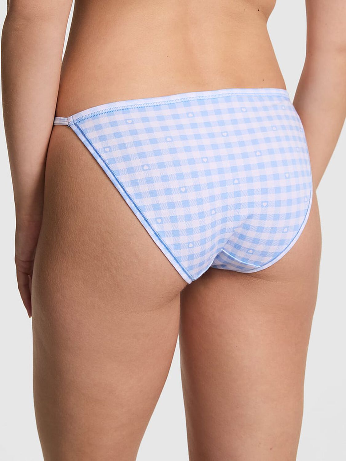 pink Pink Cotton String Bikini Panty Blue Gingham 2 of 3 