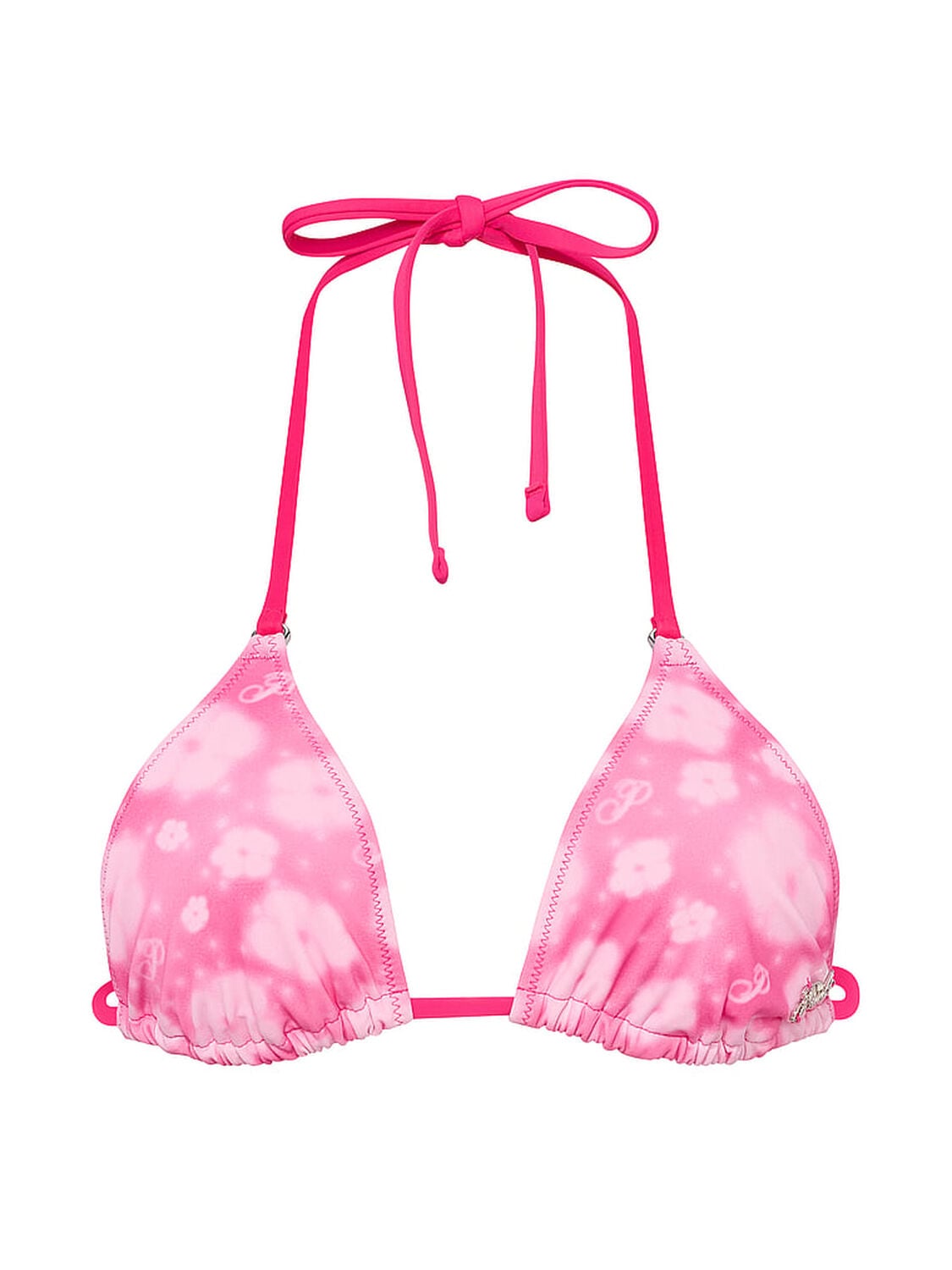 vs Pink Swim Triangle String Bikini Top Spray Floral 3 of 4 