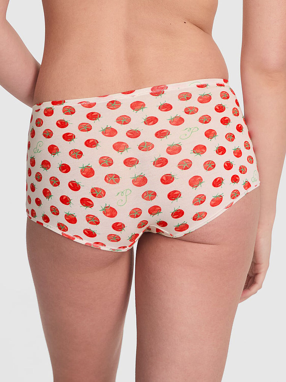 vs Pink Cotton Boyshort Panty White Shell Tomato Print 2 of 3 