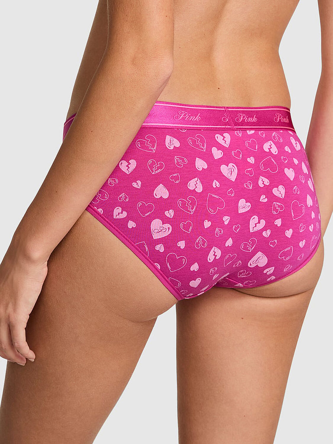 vs Pink Logo Cotton Hiphugger Panty Pink Fire Broken Hearts 2 of 3 