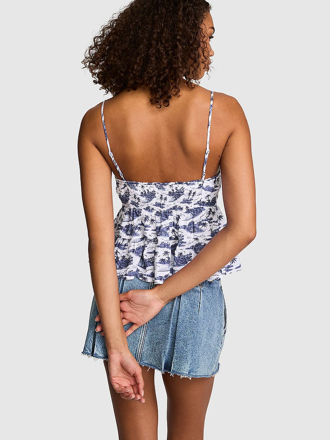 vs Pink Flirt Alert Tiered Cami Noir Navy Toile 2 of 3 