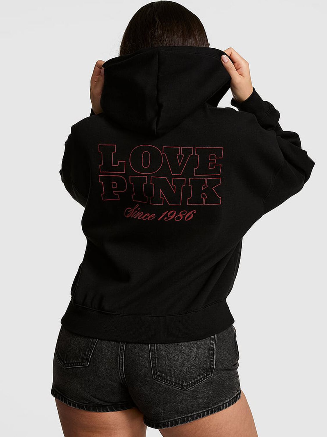 vs Pink Campus Fleece&trade; Full-Zip Hoodie Pure Black 2 of 4 