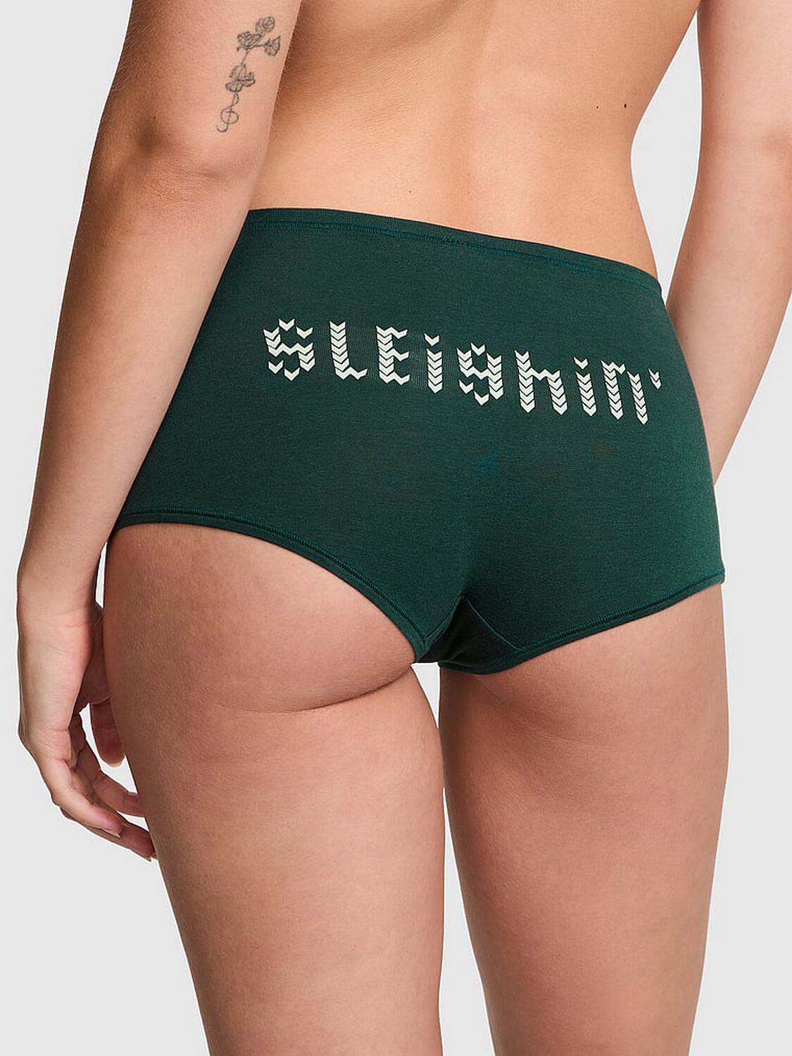vs Pink Cotton Boyshort Panty Deep Forest Butt Hit 2 of 3 