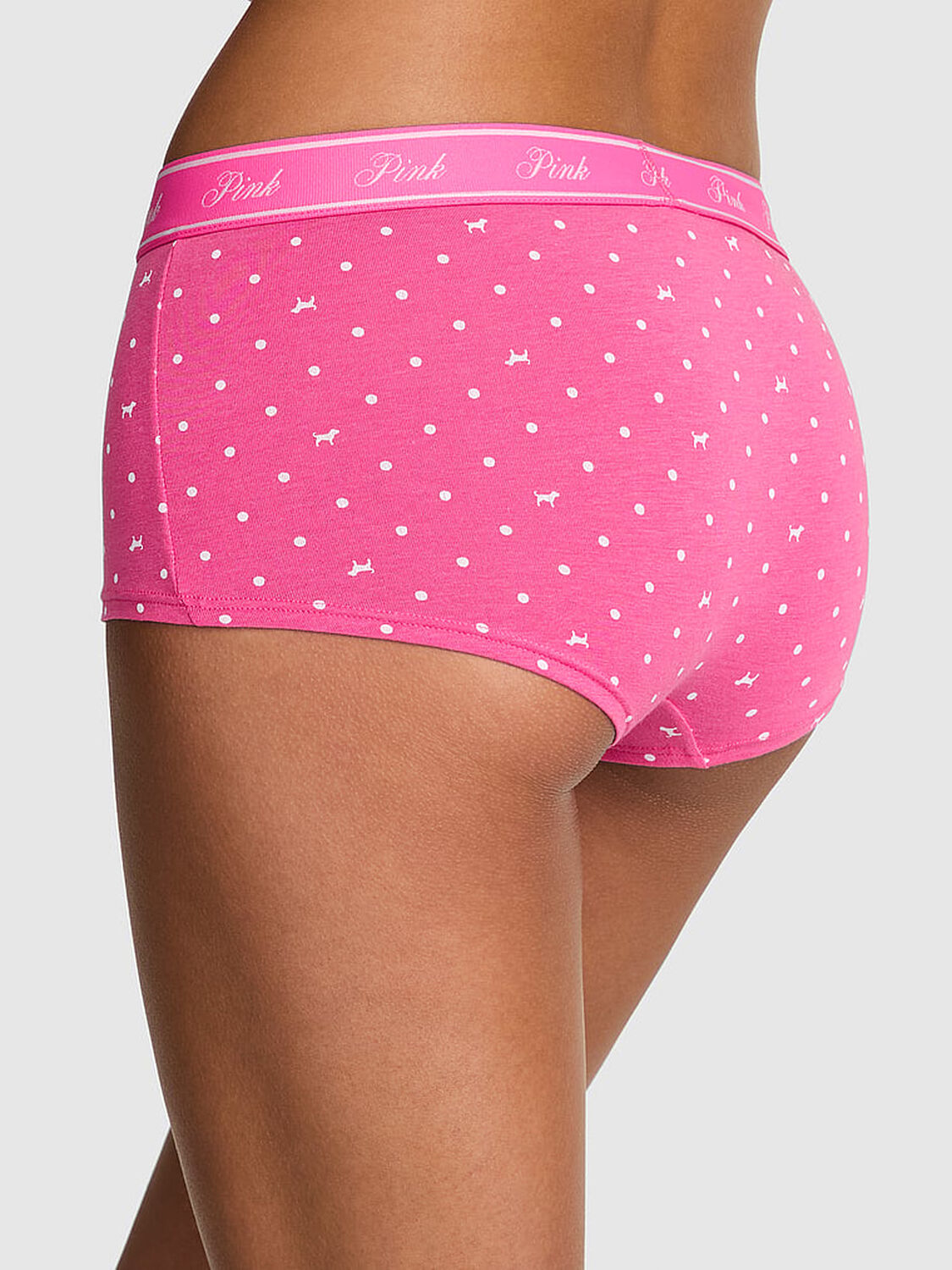 vs Pink Logo Cotton Boyshort Panty Pink Gossip Dot Dog Print 2 of 2 