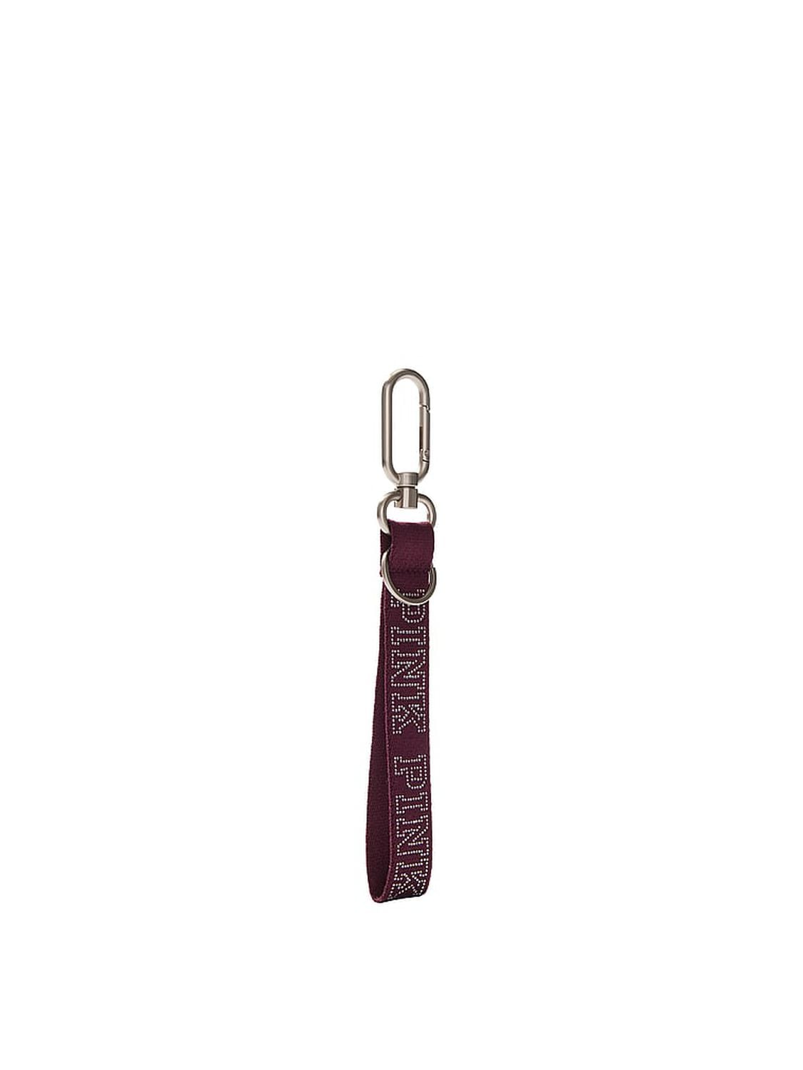 vs Pink Wristlet Strap Keychain Wild Rose With Bling Logo 1 of 2 