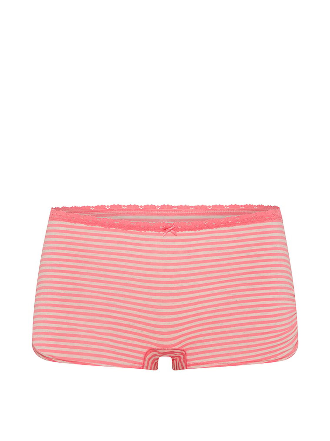 vs Pink Cotton Dorm Boyshort Panty Heather Frosted Coral Stripe Print 3 of 3 