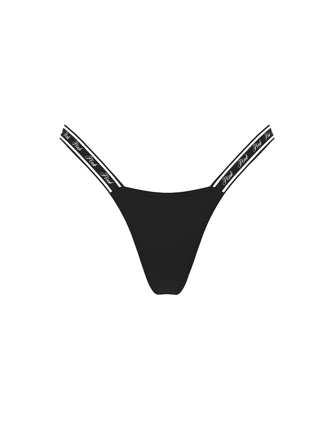 pink Pink Logo Cotton High-Leg Micro Thong Panty Pure Black 1 of 3 