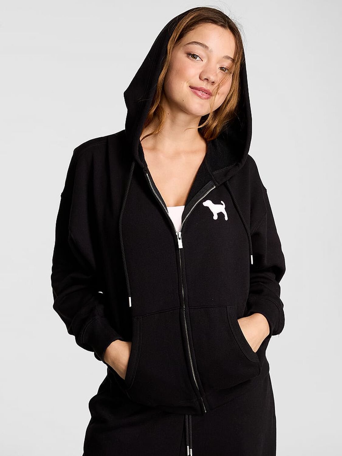 vs Pink Ivy Fleece Campus Full-Zip Hoodie Limited Edition Pure Black 1 of 3 