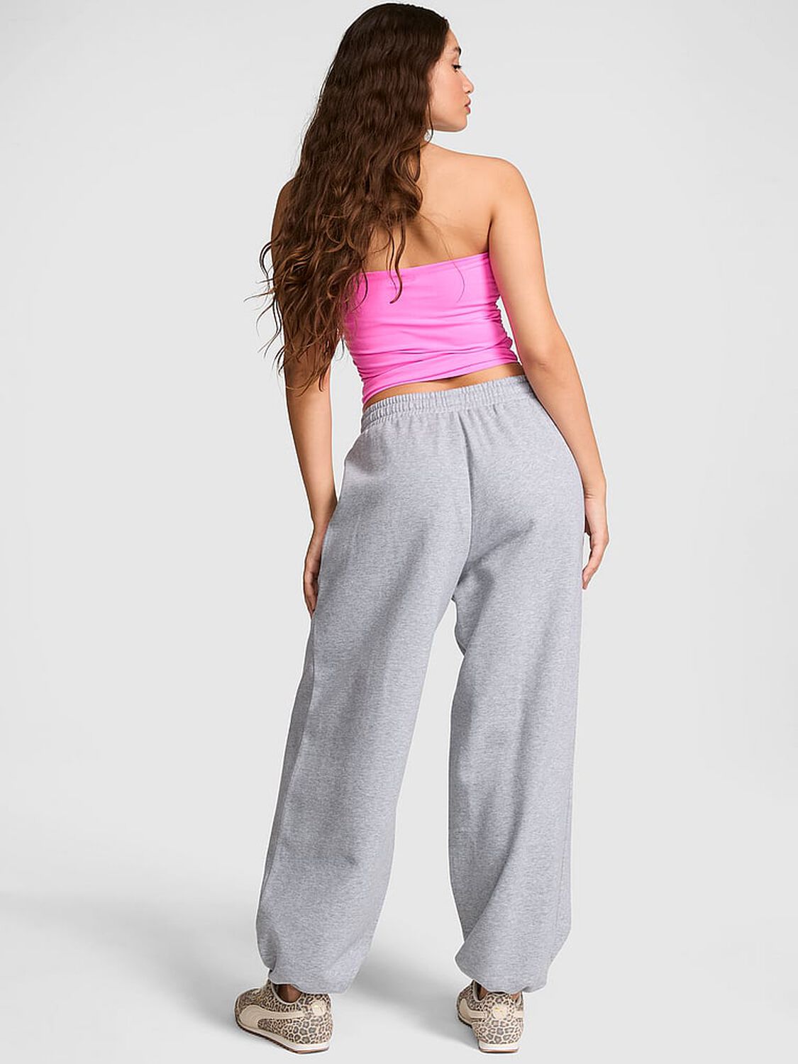 pink Pink Campus Fleece&trade; Adjustable-Cinch Sweatpants Heather Grey 2 of 4 