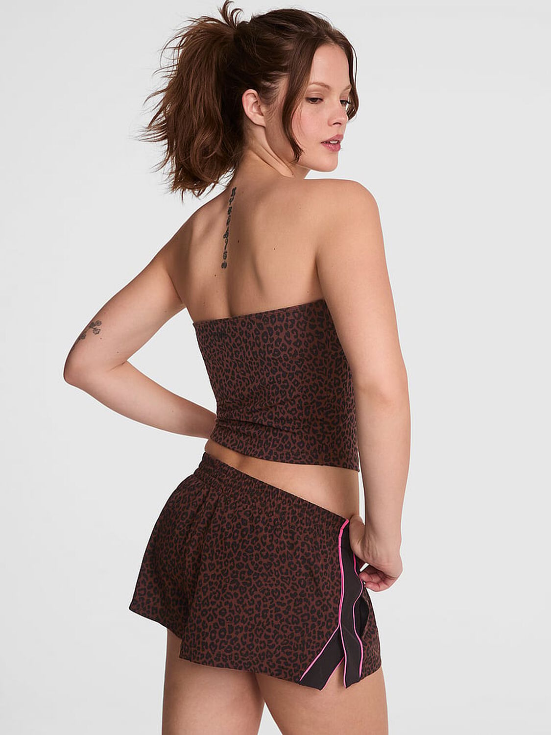 vs Pink Tech Woven Retro Shorts Leopard 2 of 2 