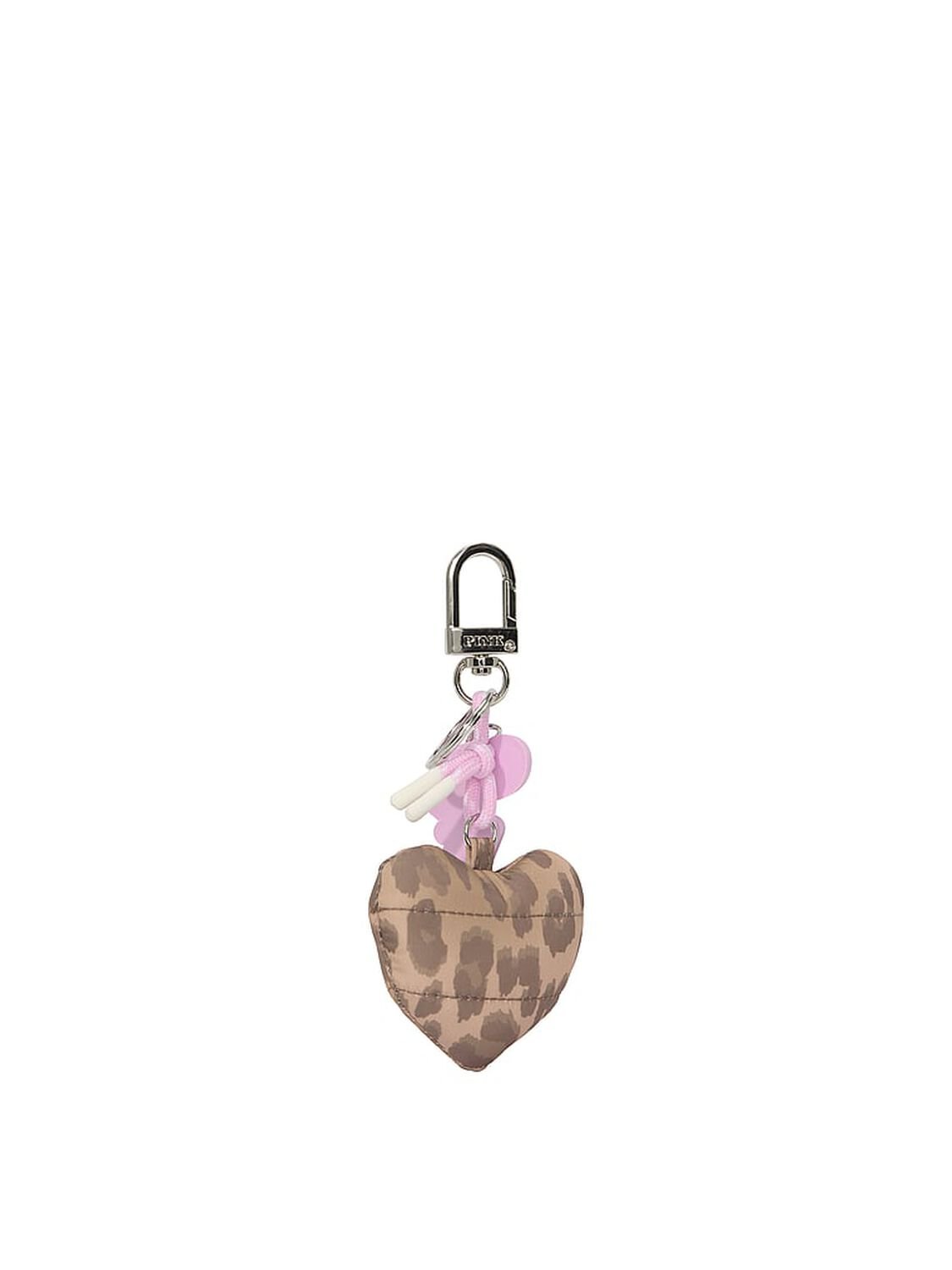vs Pink Quilted Puffer Heart Keychain Charm Leopard Quilted Puffer 2 of 2 