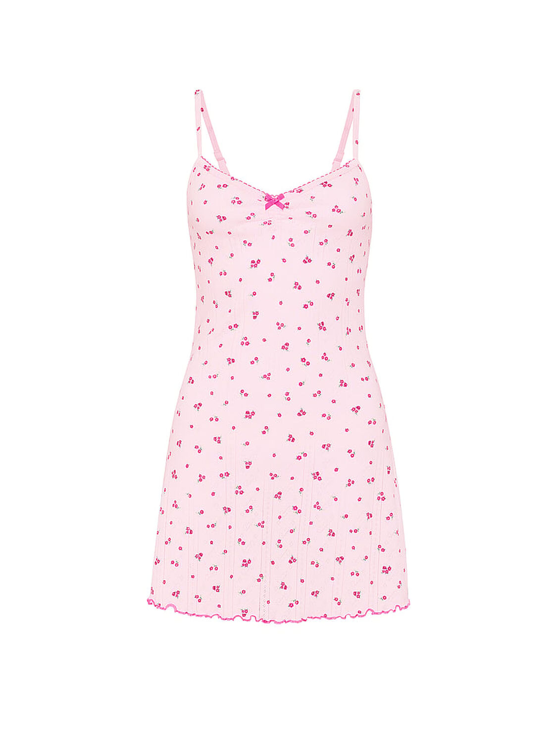 vs Pink Pointelle Sweetheart Slip Dress Pink Ditsy Floral 3 of 3 