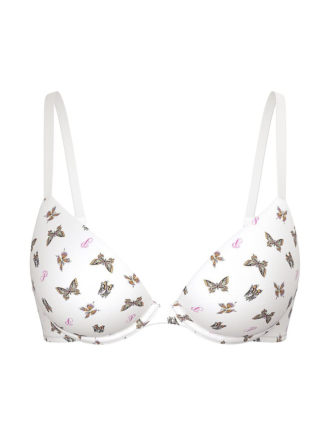 vs Pink Wear Everywhere Wear Everywhere Super Push-Up Bra White Butterfly Print 3 of 3 
