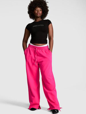 Campus Fleece&trade; Wide-Leg Split-Hem Sweatpants