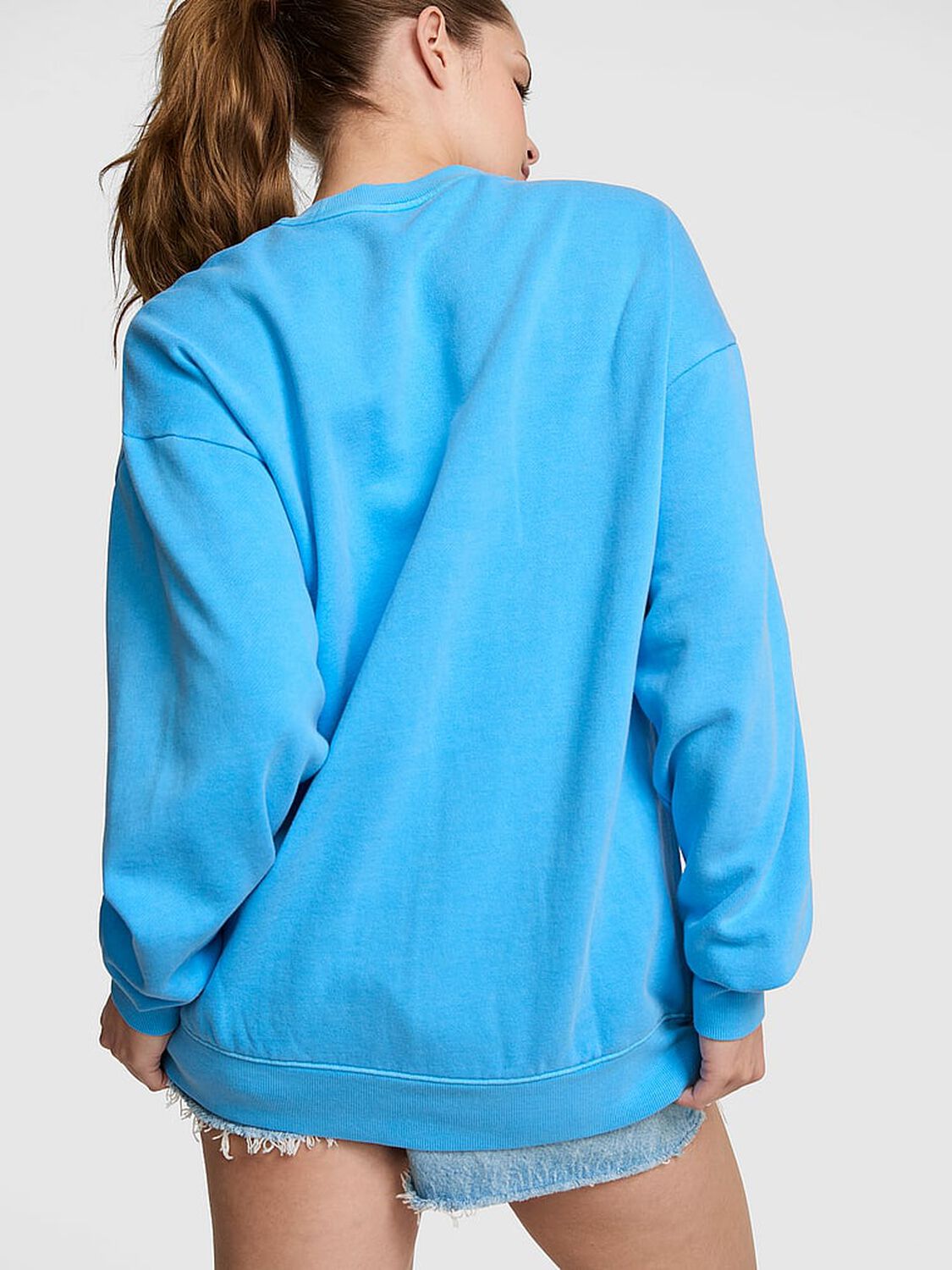 vs Pink Campus Fleece&trade; Oversized Crew Sweatshirt Capri Blue 2 of 3 