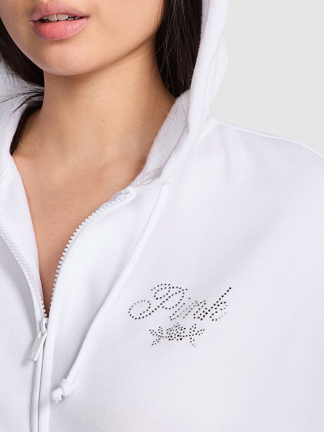 vs Pink Ivy Fleece Campus Full-Zip Hoodie Vs White Shine 4 of 4 