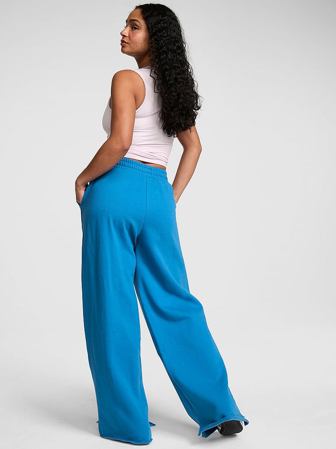 vs Pink Campus Fleece&trade; Wide-Leg Split-Hem Sweatpants Varsity Blue 2 of 4 