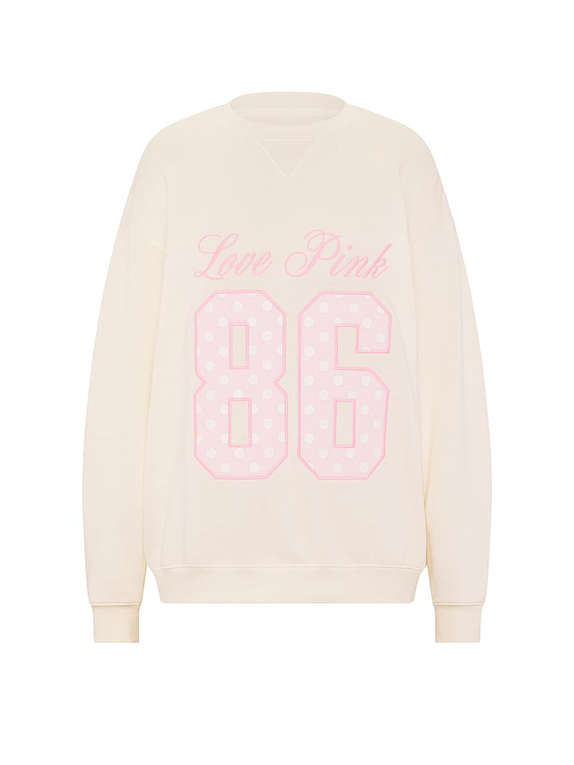 vs Pink Campus Fleece&trade; Oversized Crew Sweatshirt Cozy White 3 of 3 