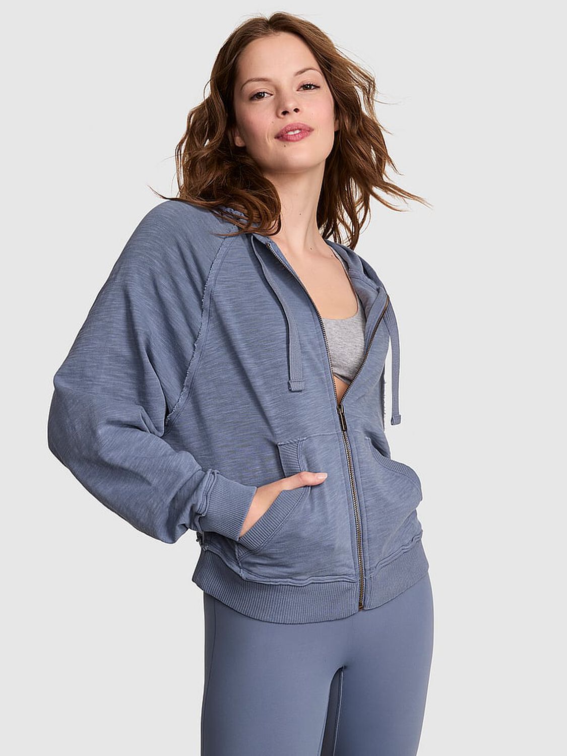 vs Pink Lightweight Lounge Full-Zip Hoodie Dusty Iris 1 of 3 