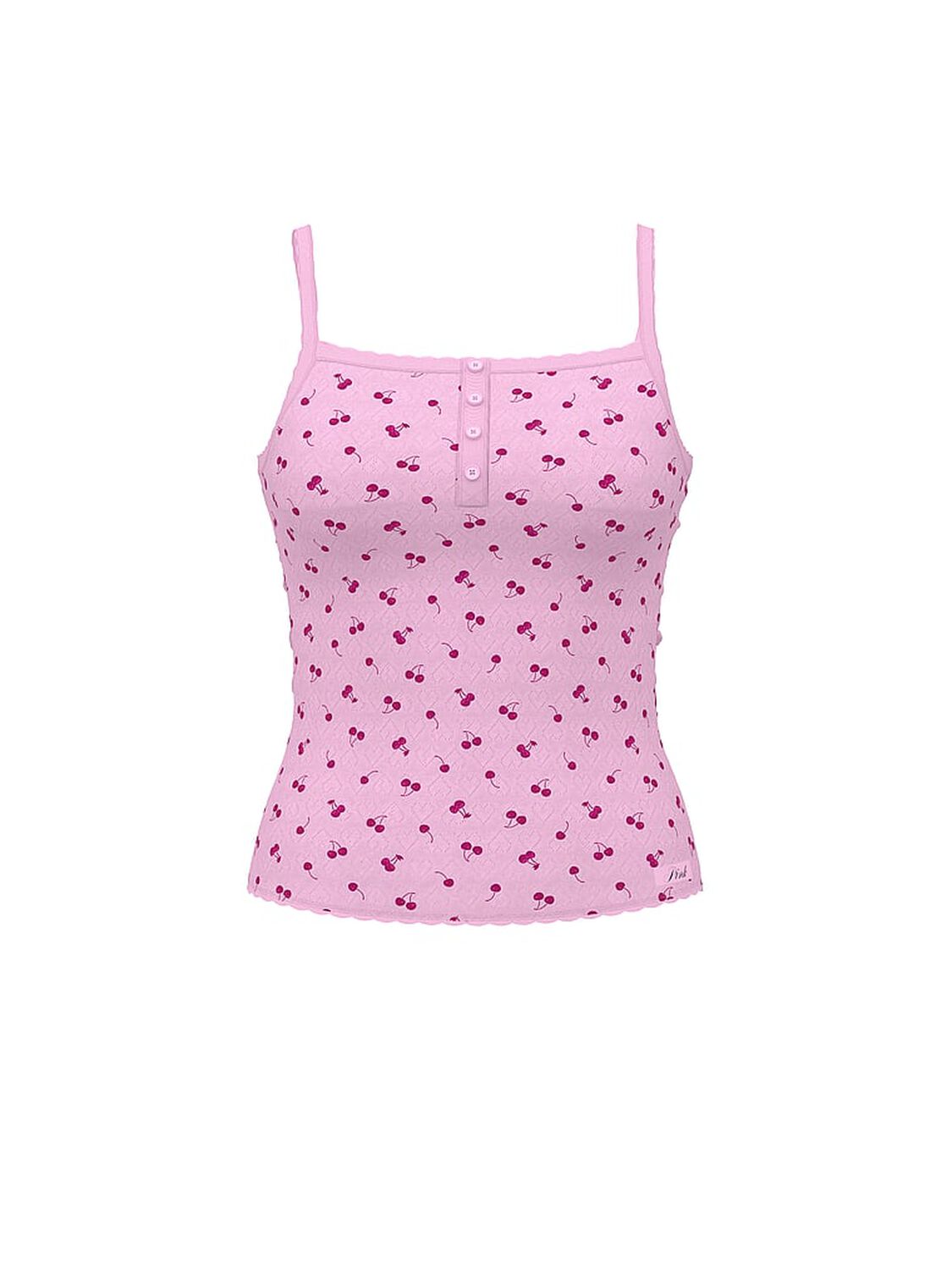 vs Pink Pointelle Henley Cami Hushed Lilac Cherries 3 of 3 