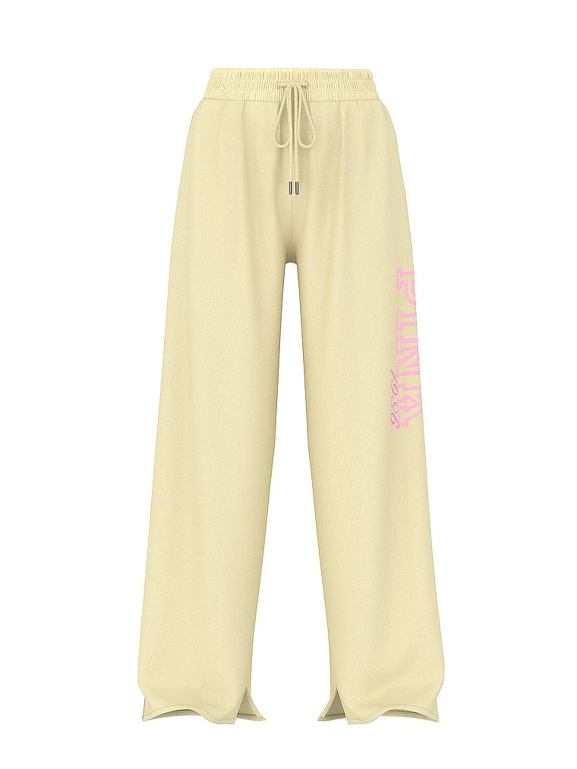 vs Pink Campus Fleece&trade; Wide-Leg Split-Hem Sweatpants Palest Yellow 3 of 3 