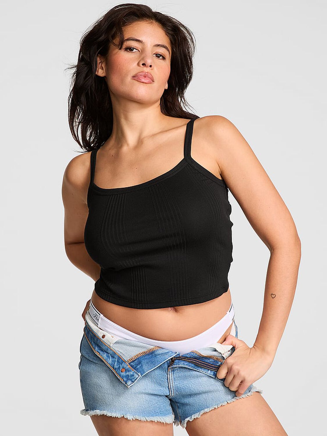 vs Pink Multi Rib Cami Pure Black 1 of 3 