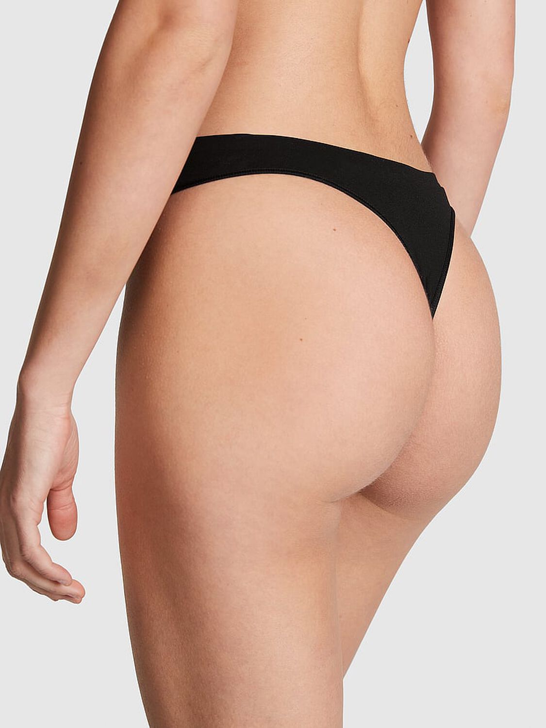 vs Pink Seamless High-Leg Thong Panty Pure Black 2 of 3 
