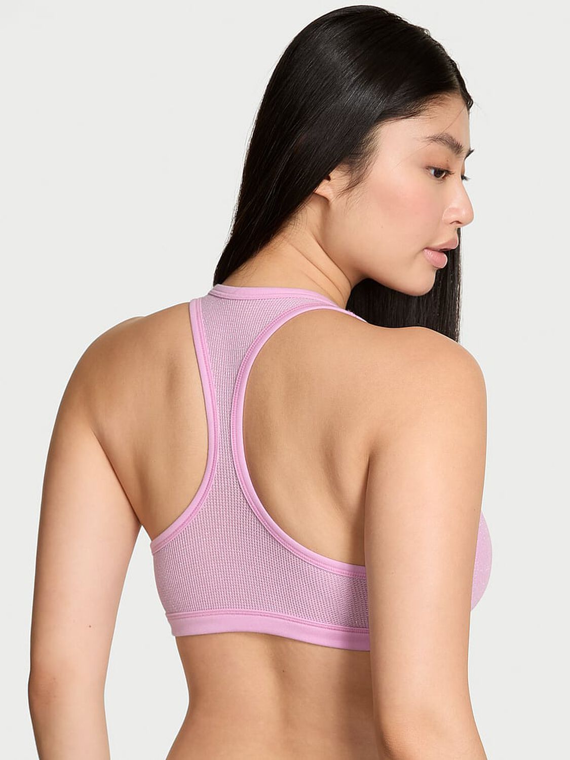 vs Pink Cotton Dorm Unlined Racerback Bralette Hushed Lilac Shine 2 of 3 