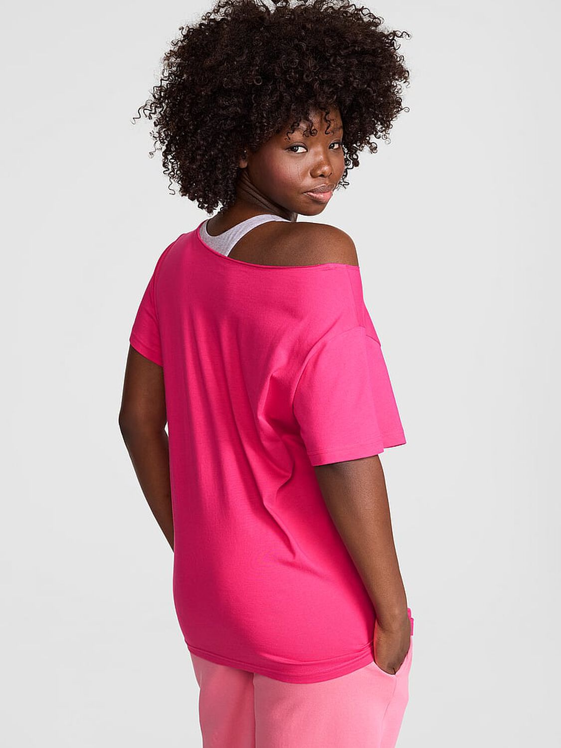 vs Pink Campus Cotton&trade; Off-The-Shoulder Tee Hot Stuff 2 of 3 