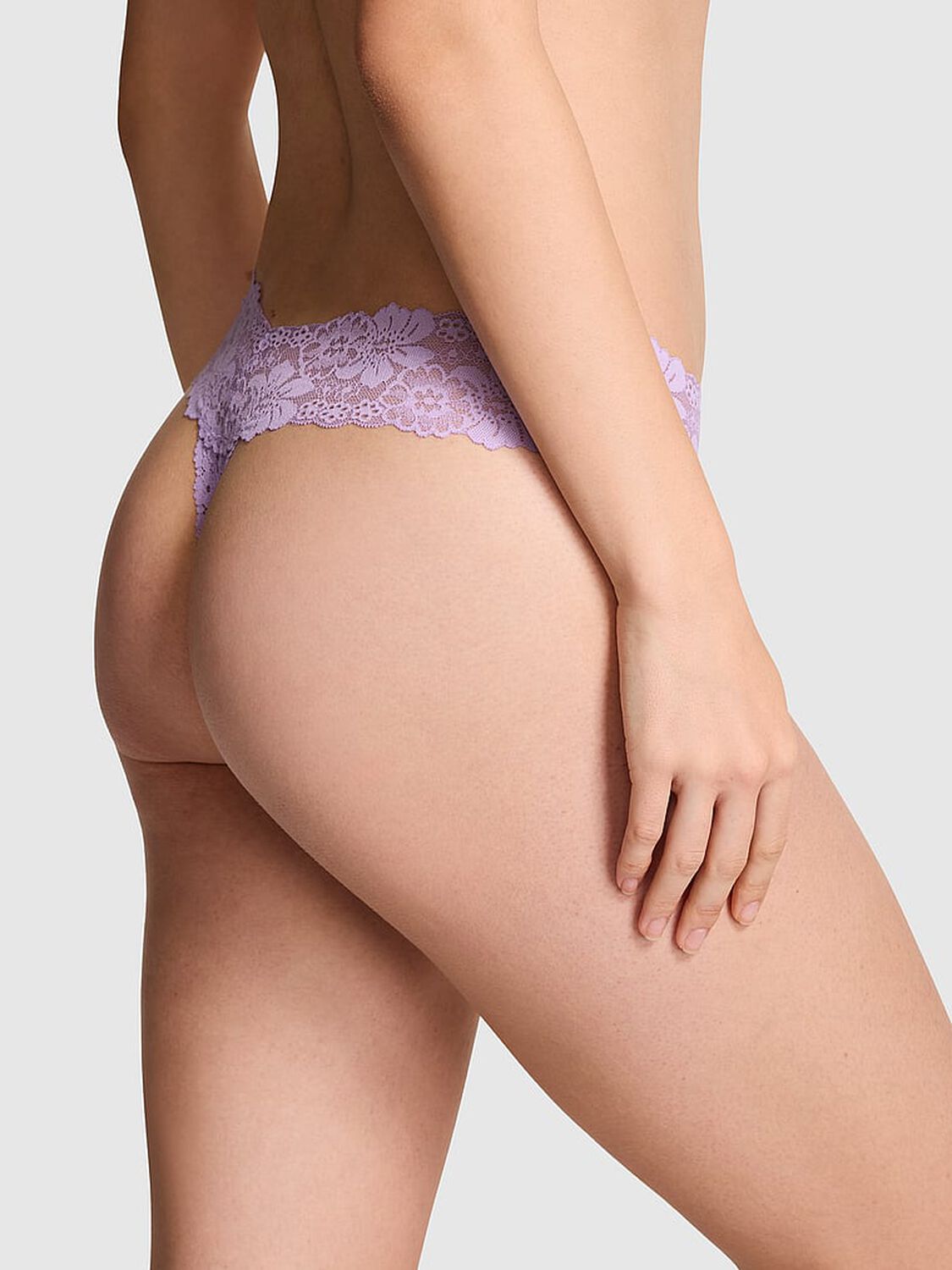 vs Pink Wink Lace Thong Panty Purple Aster 2 of 3 